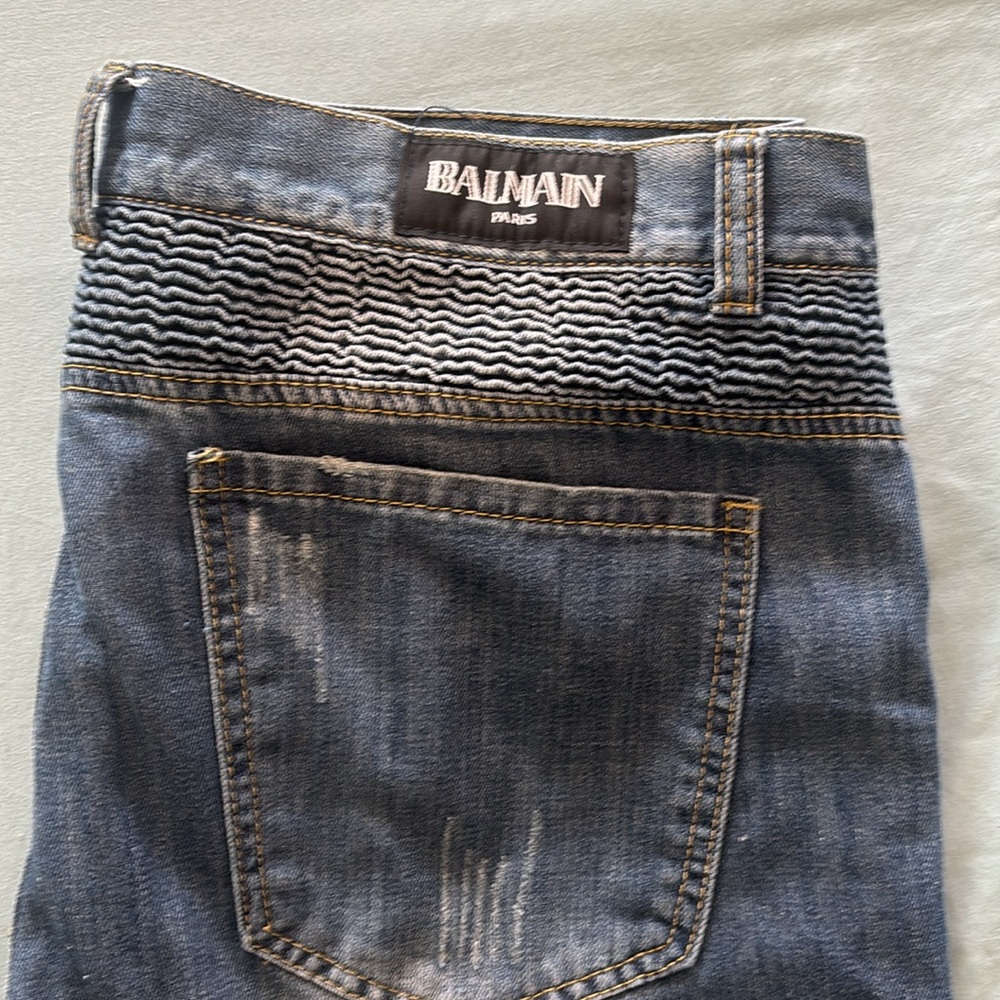 Men’s Balmain Paris Slim-fit Biker Distressed Jeans Size 38